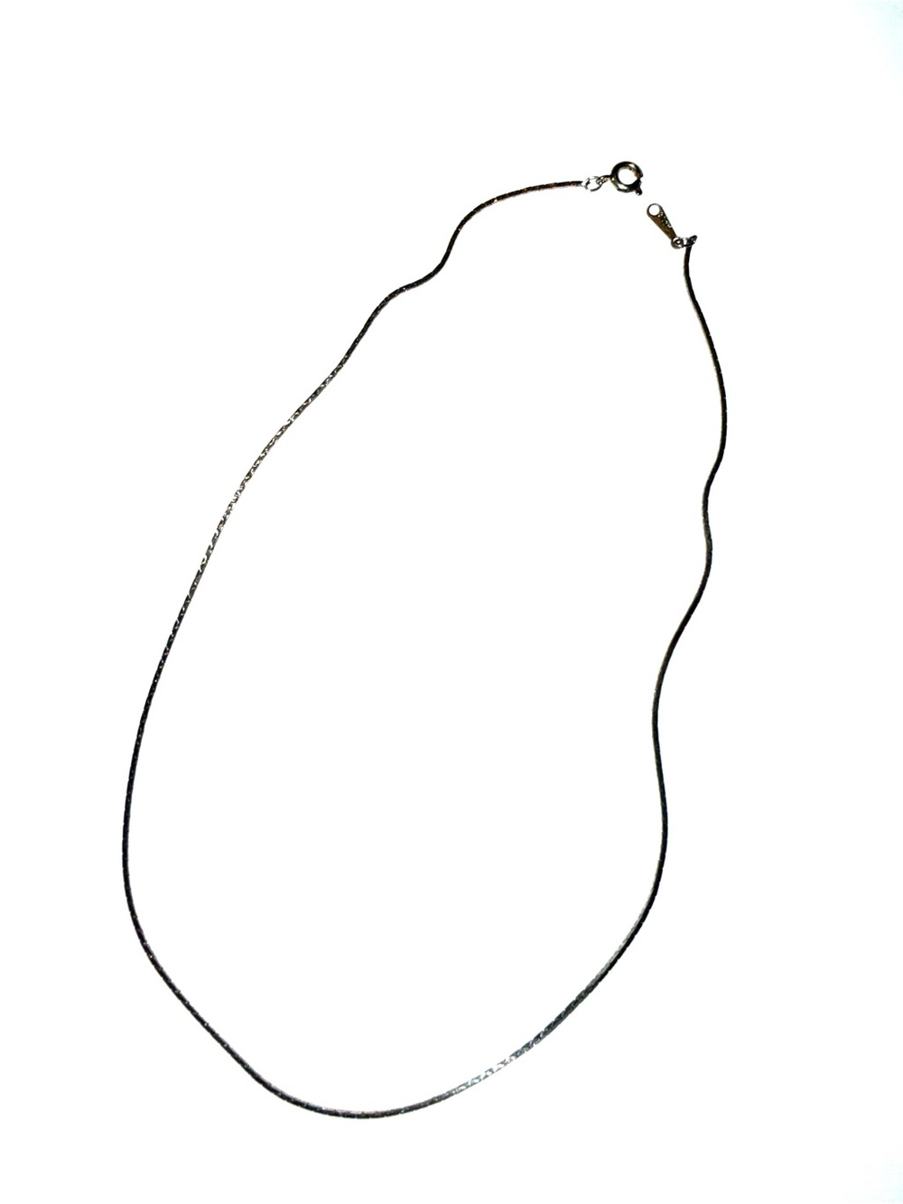 Vintage 14K White Gold Filled Delicate Flat Herringbone Snake Necklace 16 inch